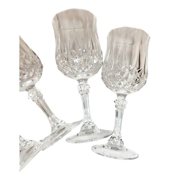 Vintage Crystal Wine Glasses Set Of 4 6.5'' tall Cristal D'Arques-Durand Longcha - Picture 4 of 15